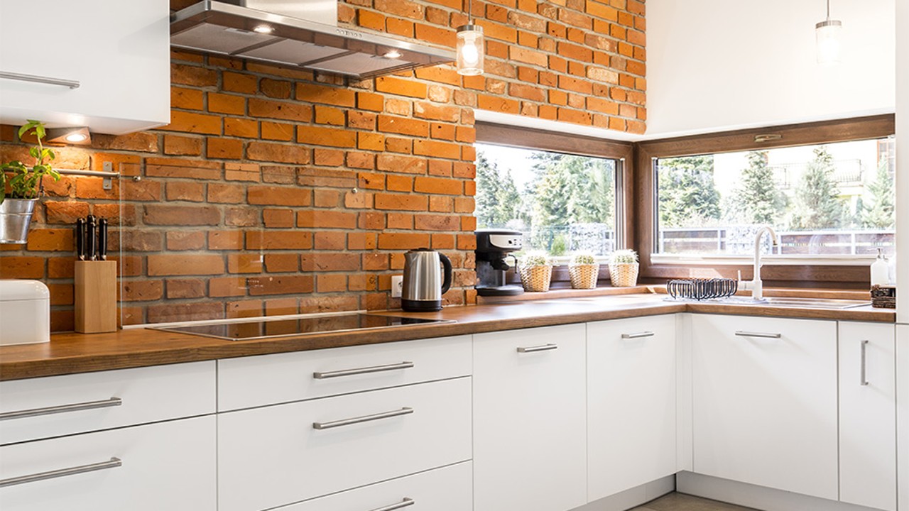 brick walls kitchen